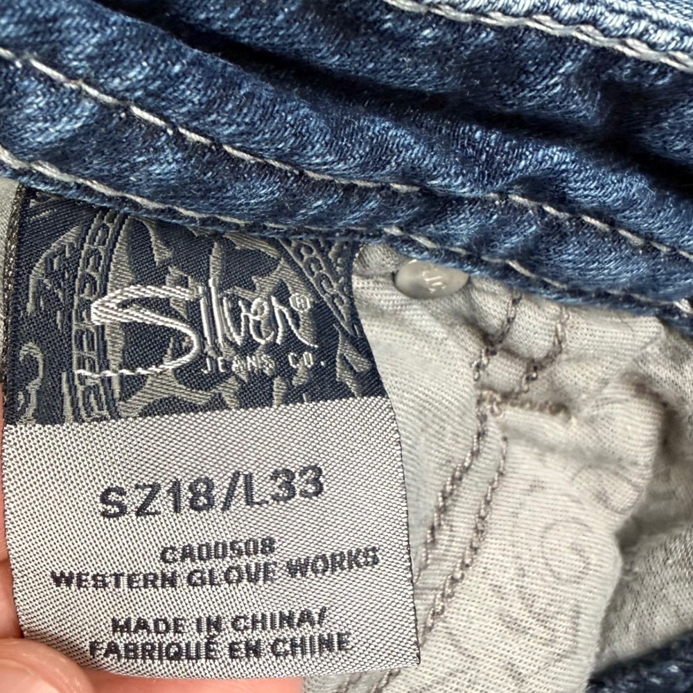 Silver Jeans Co Pioneer Distressed Bootcut Jeans Blue W1579SJ8398 Womens 18 L33 - Picture 8 of 13